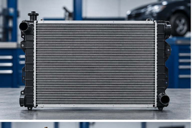 Aluminium radiator with plastic tanks