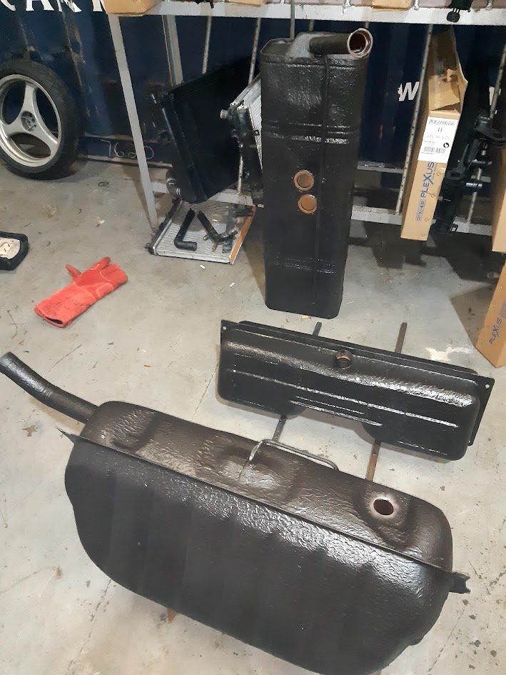 Finished coated tanks in the workshop